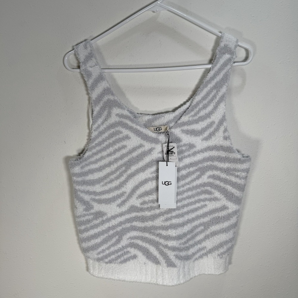 NWT Ugg Teddy Tank Top Women's Sz XL Zebra Stripe Lounge Cozy Soft Fuzzy $58